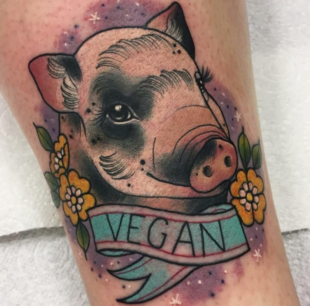 tatuaje de cerdo vegano
