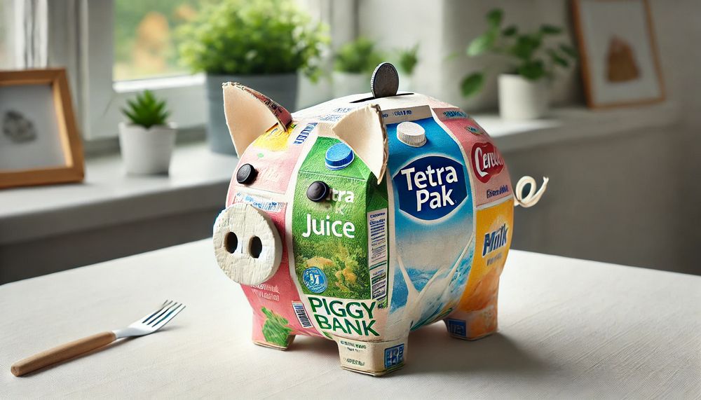 Alcancía Creativa de Cochinito Hecha de Tetra Pak