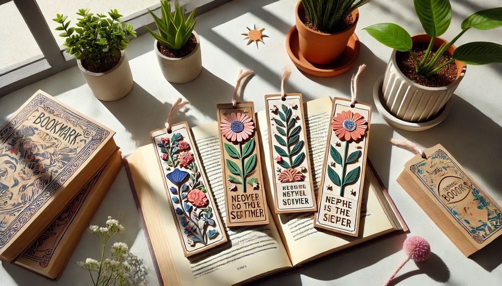 Separadores de libros hechos a mano con cartulina reciclada decorados con diseños coloridos y frases inspiradoras