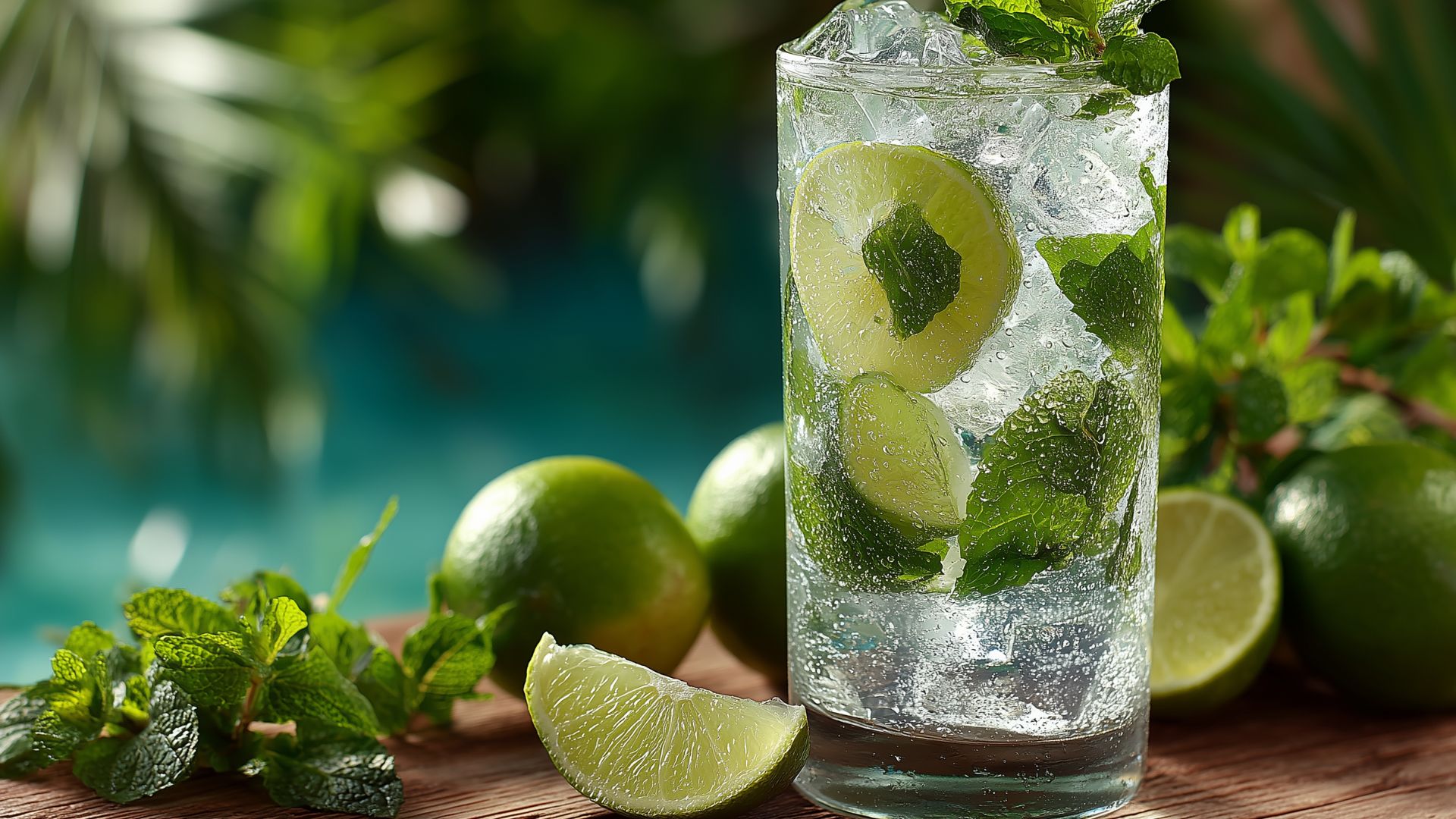 Vaso de limonada natural con hielo