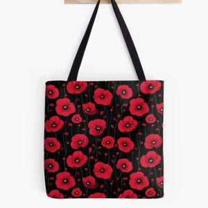 bolsa tote bag amapola red poppy pattern patron flores