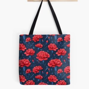 bolsa tote bag clavel rojo red carnation pattern patron flores