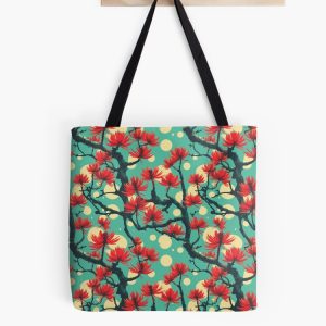 bolsa tote bag colorin coral tree flower pattern patron flores