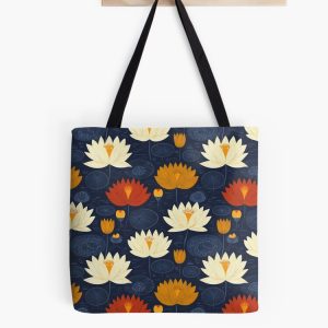 bolsa tote bag flor loto lotus water lily pattern patron flores