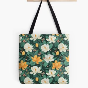 bolsa tote bag magnolia orange pattern patron flores