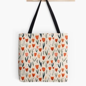bolsa tote bag tulipan naranja orange tulip pattern patron flores