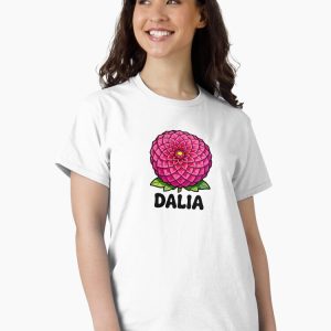 camiseta dalia dahlia flower cartoon retro 80s