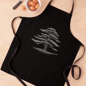 delantal apron cedro libano cedar tree dot art puntillismo jardineria