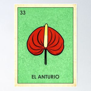 poster anturio anthurium laceleaf loteria mexicana
