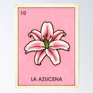 poster azucena lily flower loteria mexicana