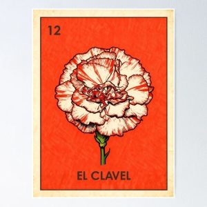 poster clavel rojo red carnation loteria mexicana