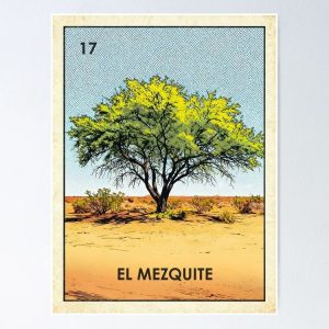 poster el mezquite desert tree loteria mexicana
