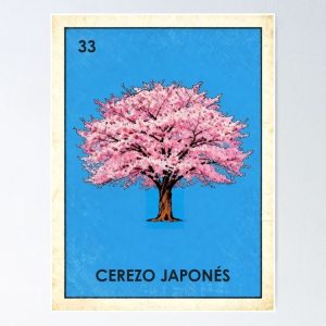 poster flor cerezo sakura cherry blossom loteria mexicana