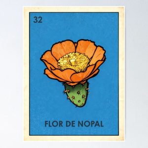 poster flor nopal prickly pear cactus loteria mexicana