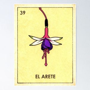 poster fucsia aretes fuchsia flower loteria mexicana