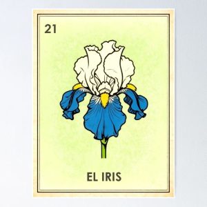 poster iris blue lily loteria mexicana
