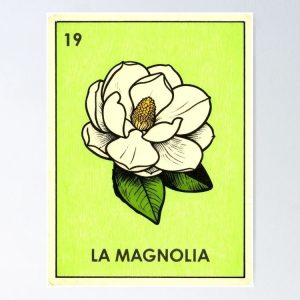 poster magnolia flower white bloom loteria mexicana