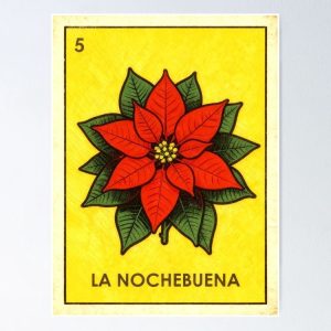 poster nochebuena poinsettia christmas loteria mexicana
