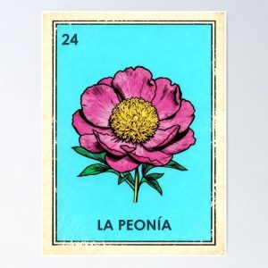 poster peonia peony pink flower loteria mexicana