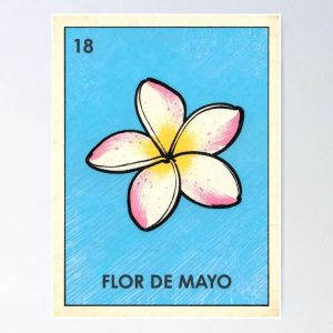poster plumeria frangipani flower loteria mexicana