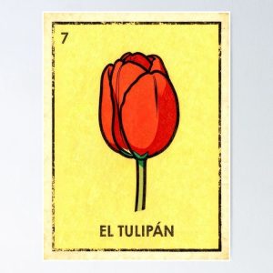 poster tulipan tulip red flower loteria mexicana