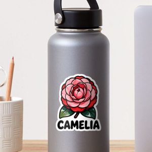 sticker pegatina camelia camellia japonica cartoon retro 80s