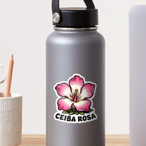 sticker pegatina ceiba speciosa pink kapok cartoon retro 80s