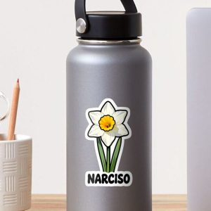 sticker pegatina narciso daffodil flower cartoon retro 80s